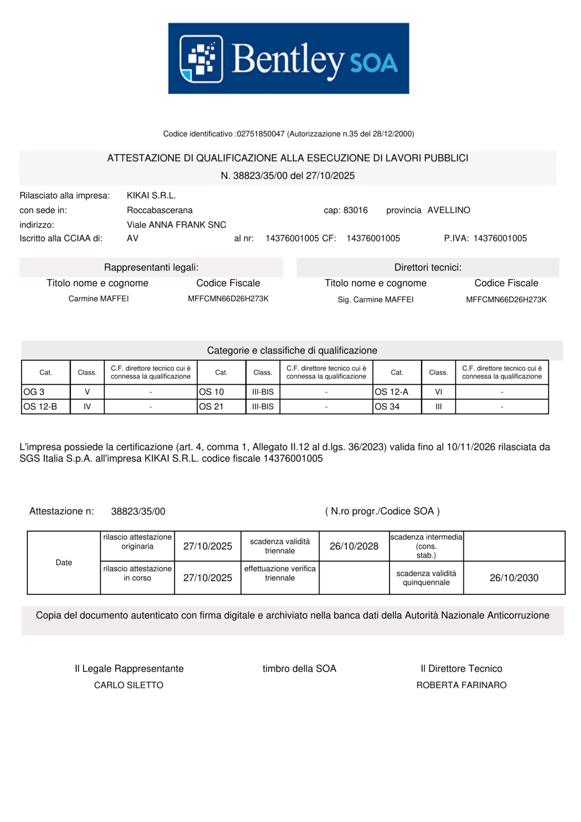 Certificazioni